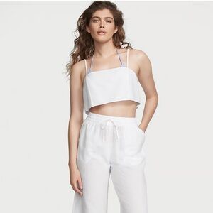NWT Victoria's Secret Swim White Tie Back Crop Top Size S